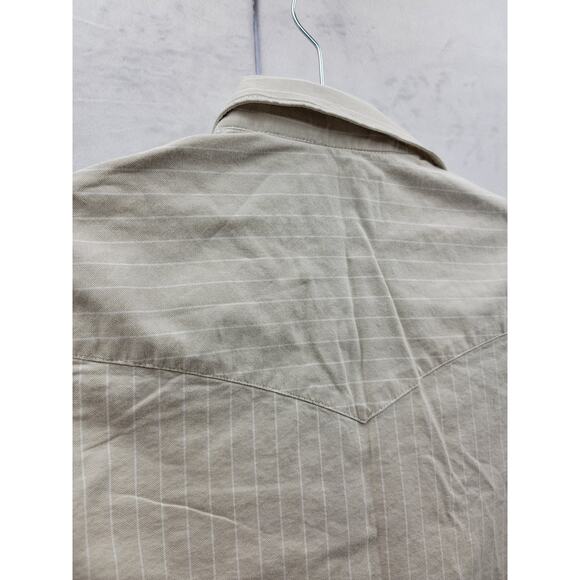 Cameo Rose Tan with white striped long sleeve button down top, size 9/10 - Picture 8 of 12